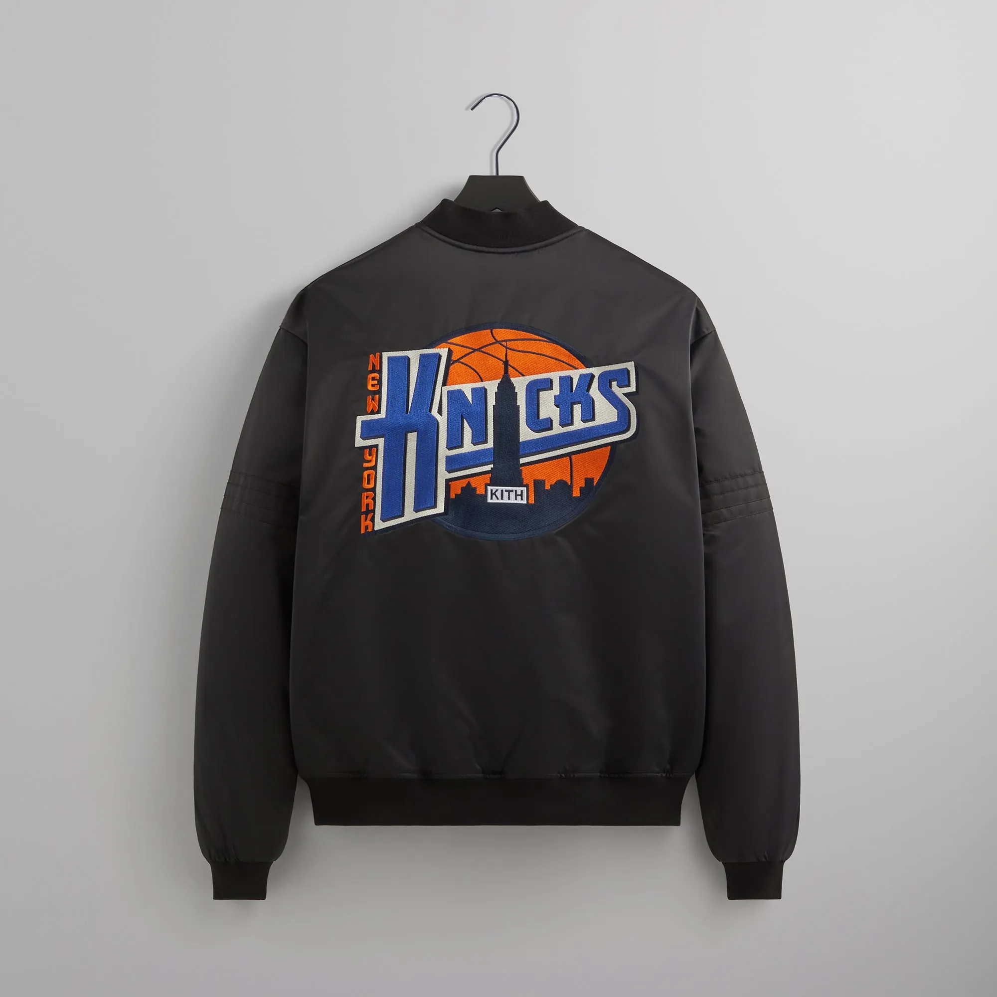 Kith for the New York Knicks Ball Satin Bomber Jacket - Black sold by Kith product image thumbnail 4