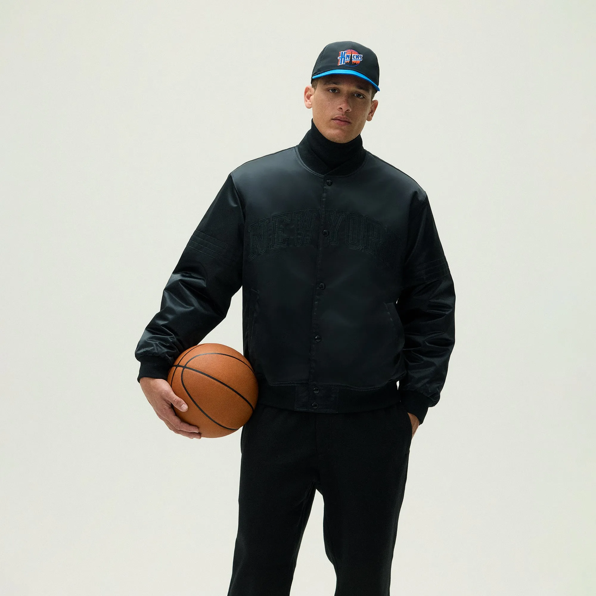 Kith for the New York Knicks Ball Satin Bomber Jacket - Black sold by Kith product image thumbnail 2