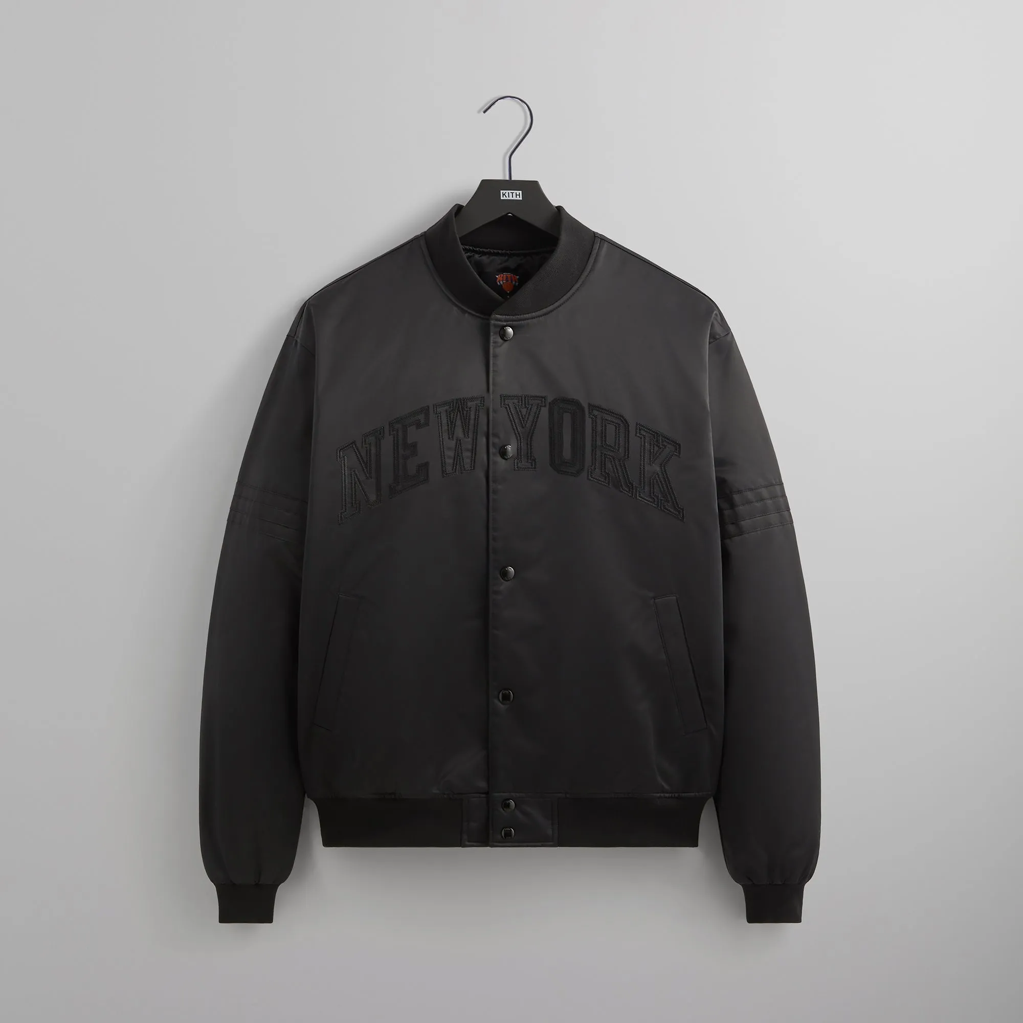 Kith for the New York Knicks Ball Satin Bomber Jacket - Black sold by Kith