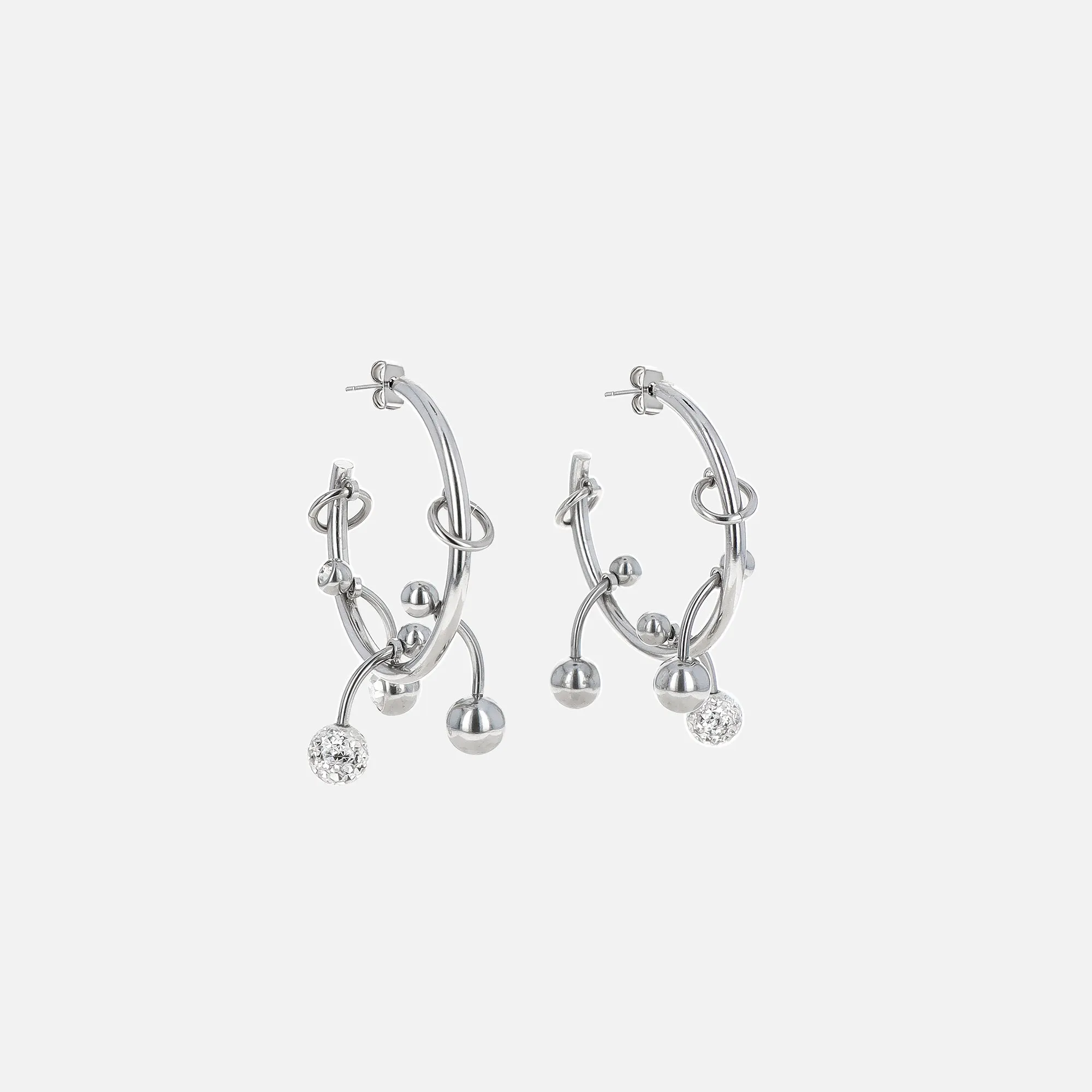 Justine Clenquet Neve Crystal Earrings - Palladium sold by Kith