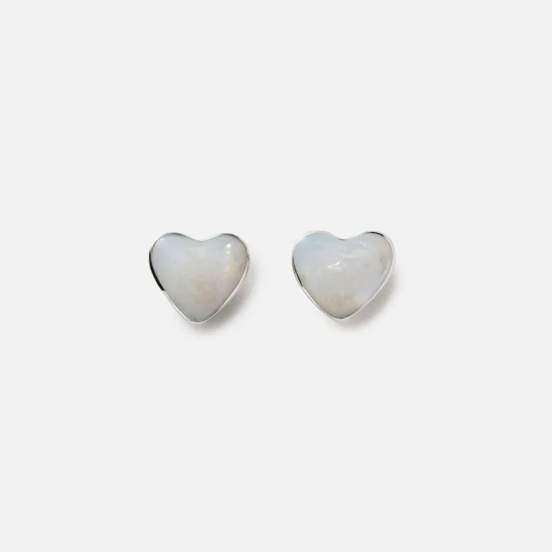 Annika Inez Large Pearl Heart Earrings - Mother of Pearl sold by Kith