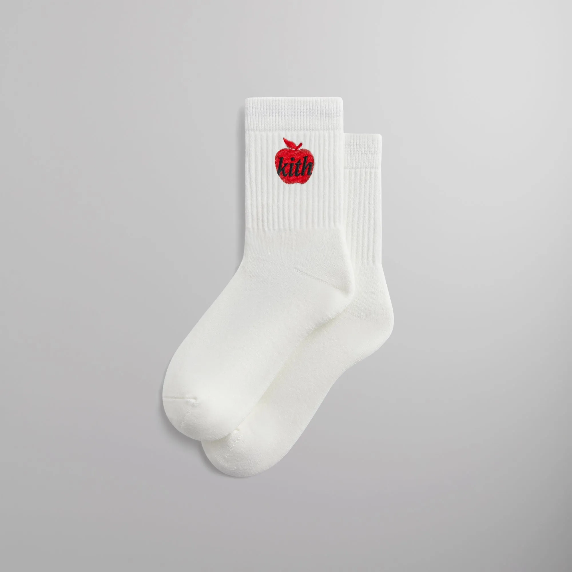 Kith Big Apple Mid Crew Sock - White sold by Kith