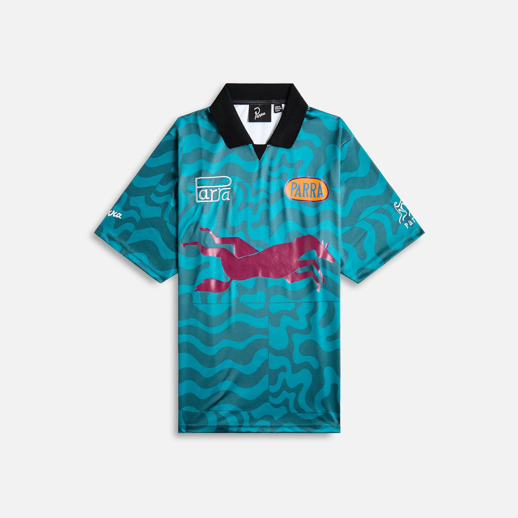 by Parra Sports Flage Polo Shirt - Deep Sea Green sold by Kith