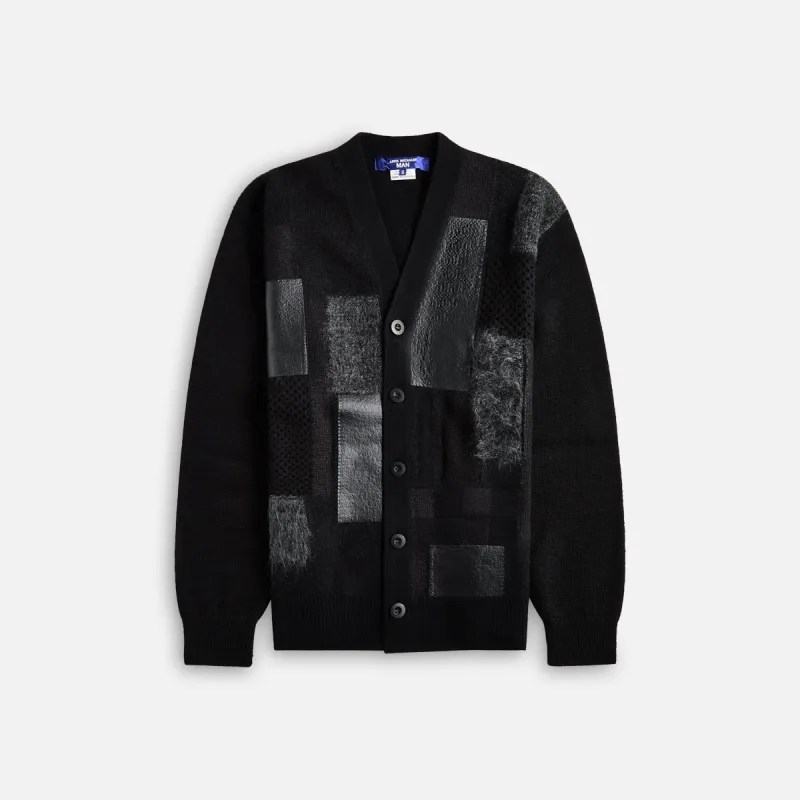 Junya Watanabe Man Wool Mix Intarsia Leather Print  - Black sold by Kith
