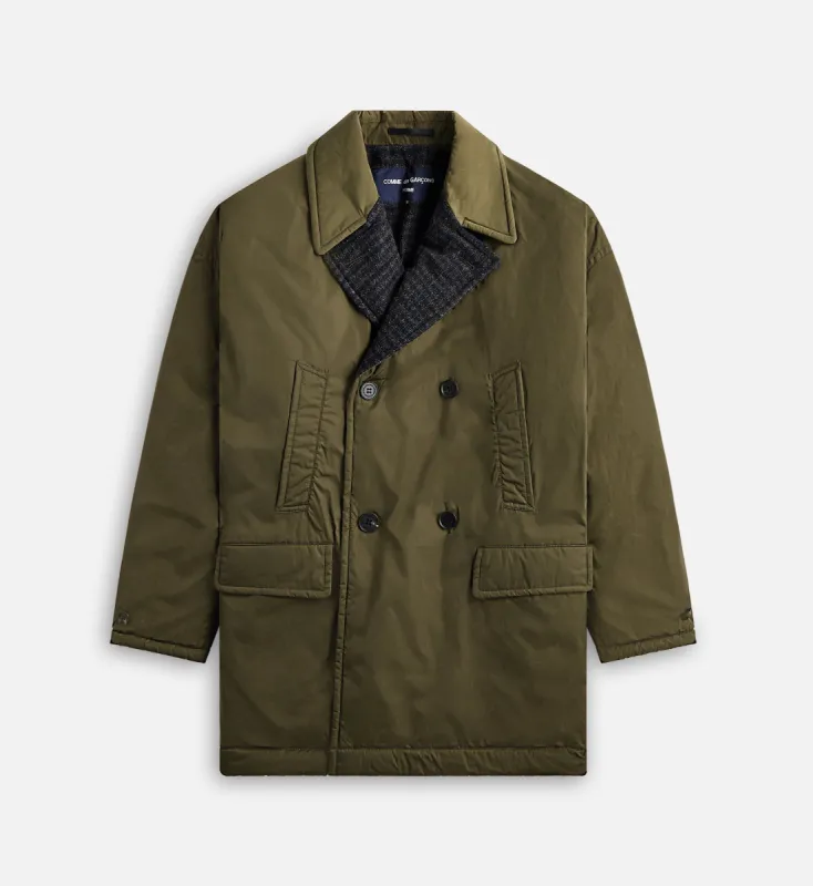 CDG Homme Homme Nylon Taffeta x Wool Merino Reversible Coat - Khaki sold by Kith