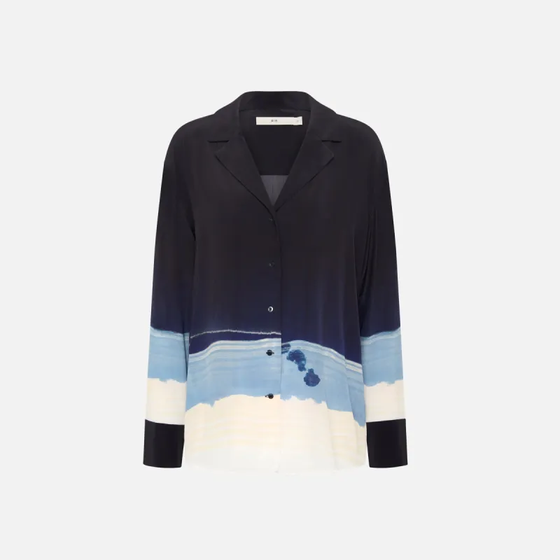 SIR Mariner Printed Silk Crêpe De Chine Shirt - Shoreline Stripe sold by Kith