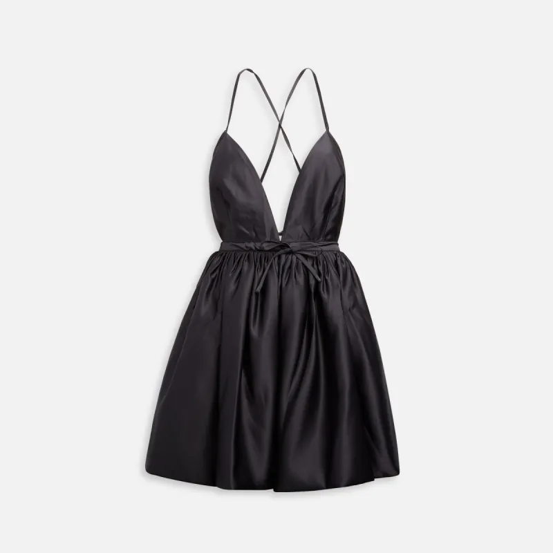 Azeeza Martine Satin Plunge Bubble Mini Dress - Black sold by Kith