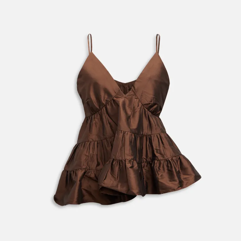 Azeeza Viola Taffeta Top - Chocolate sold by Kith