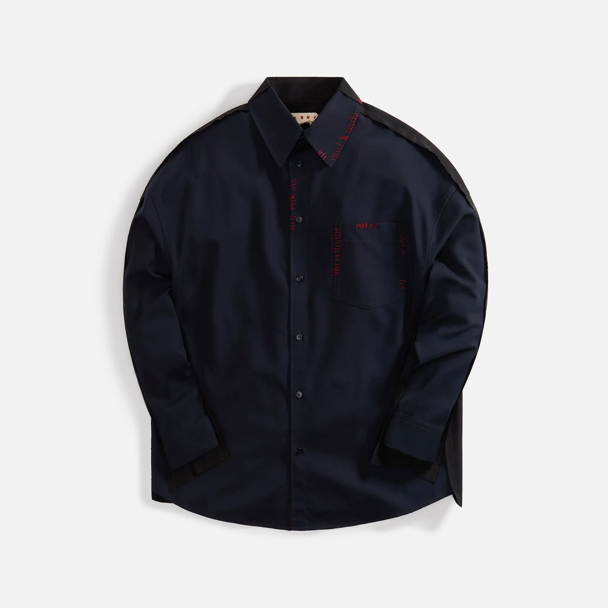 Marni Tropical Wool Shirt - BluBlack sold by Kith