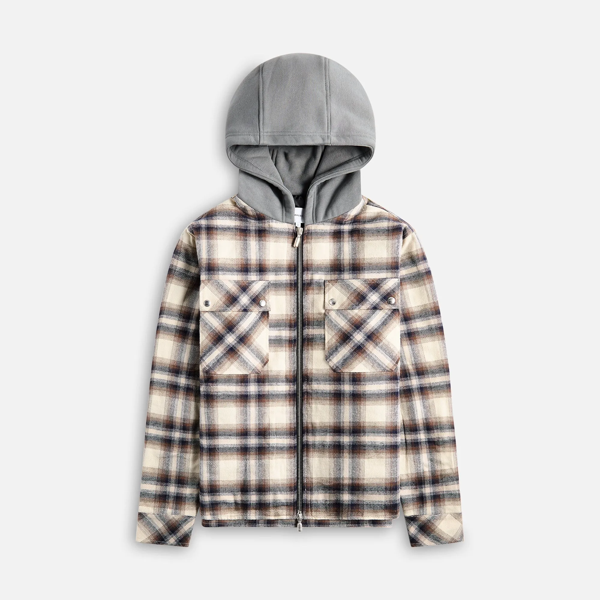 Rhude Hooded Flannel Jacket - Multi Brown sold by Kith