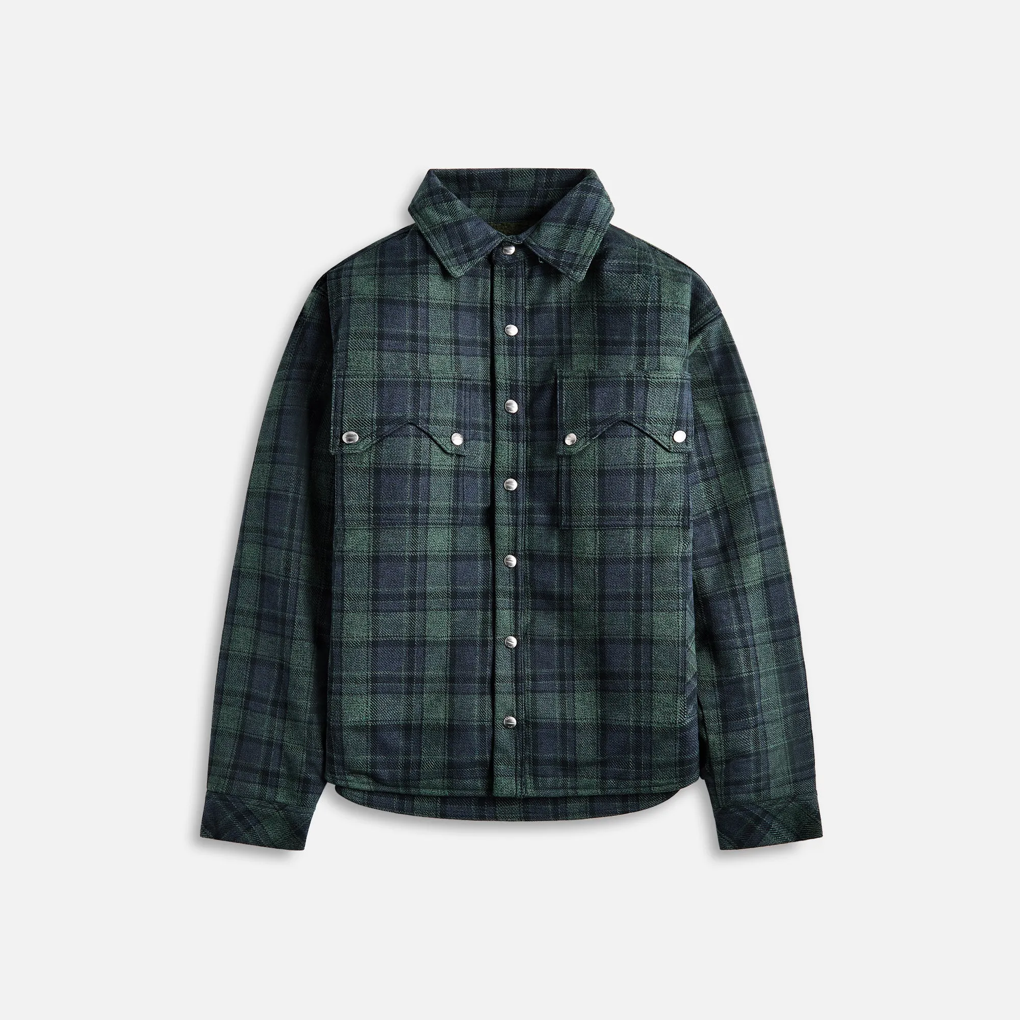 Rhude Flannel Sherpa Overshirt - Green / Navy sold by Kith