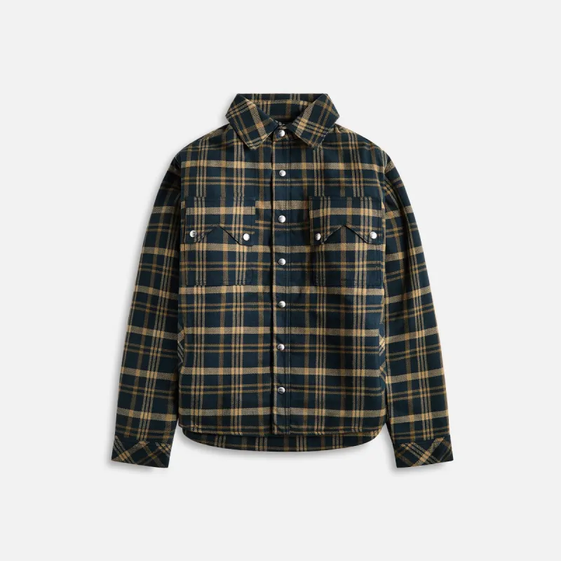 Rhude Flannel Sherpa Overshirt - Brown / Black sold by Kith
