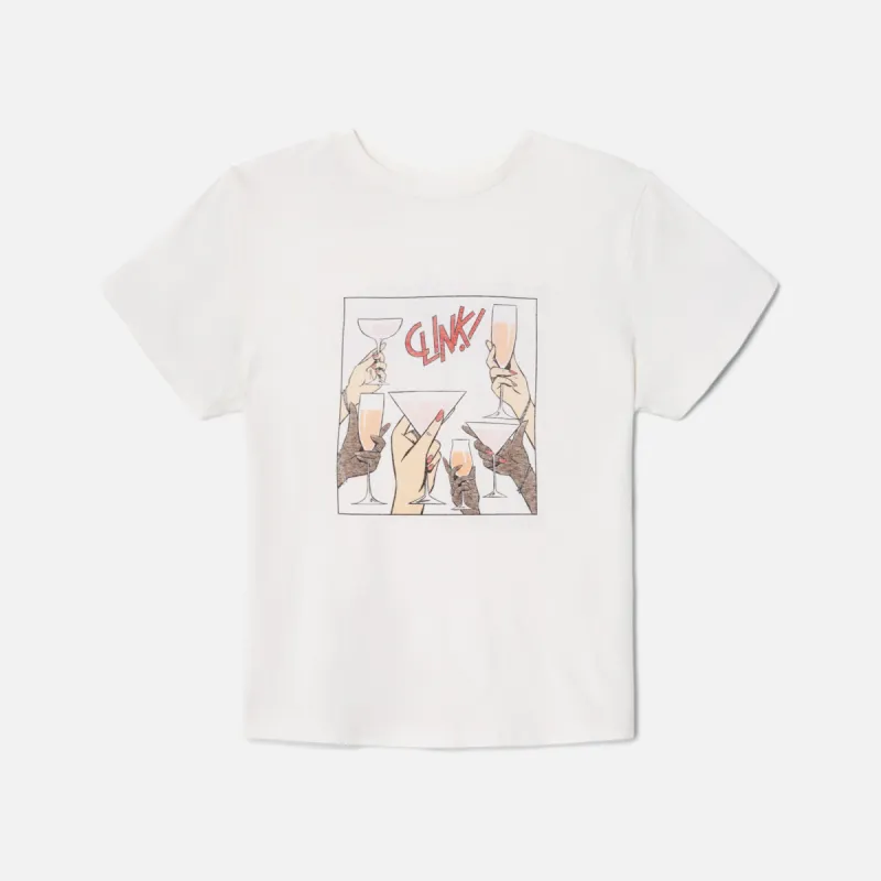 ReDone Cheers Crewneck Graphic Tee - Vintage White sold by Kith