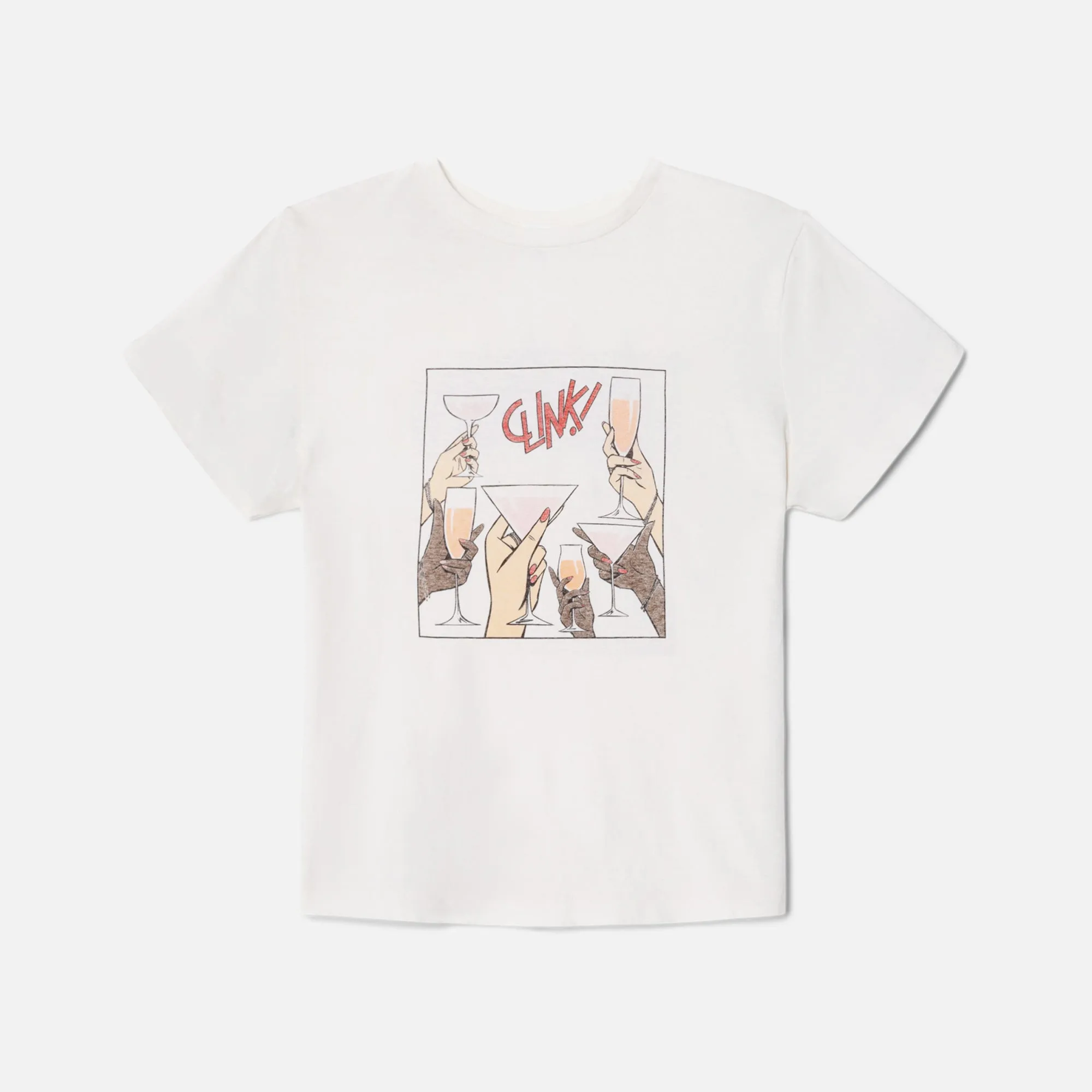 ReDone Cheers Crewneck Graphic Tee - Vintage White sold by Kith