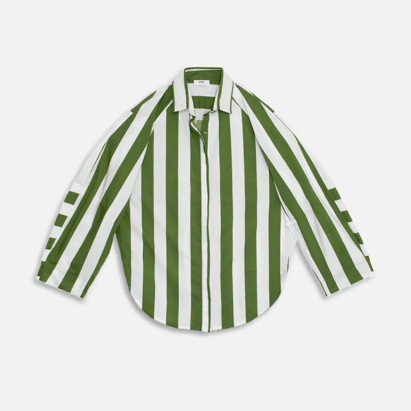 Mikoh Paseo Shirt - Green / White Stripe sold by Kith