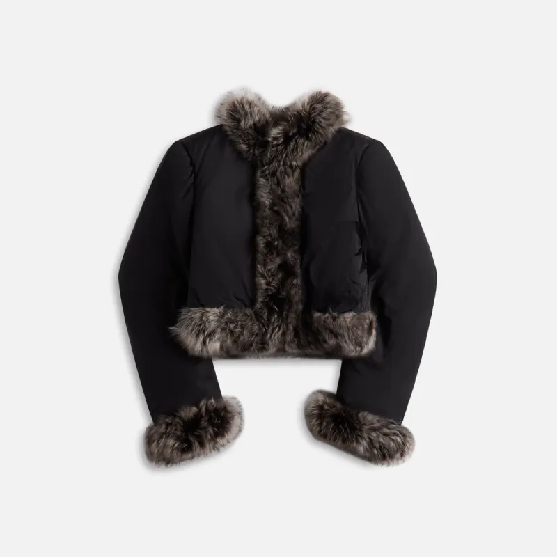 Alexander Wang Cardigan Puffer with Fur Trim Combo - Black sold by Kith