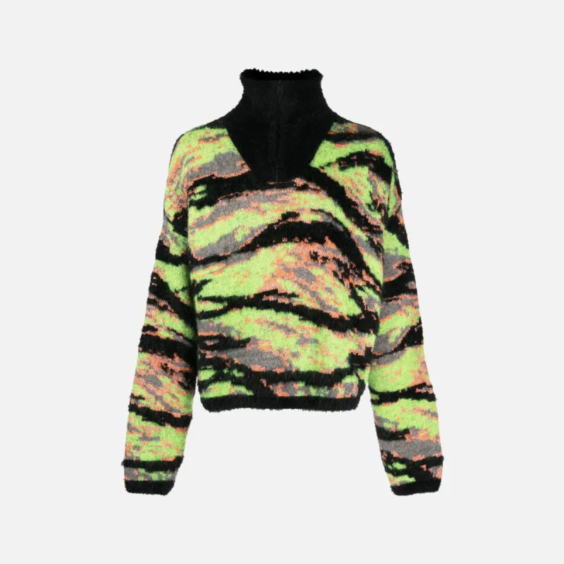 ERL Unisex Jacquard Tiger Sweater Knit - Green Rave Camo sold by Kith