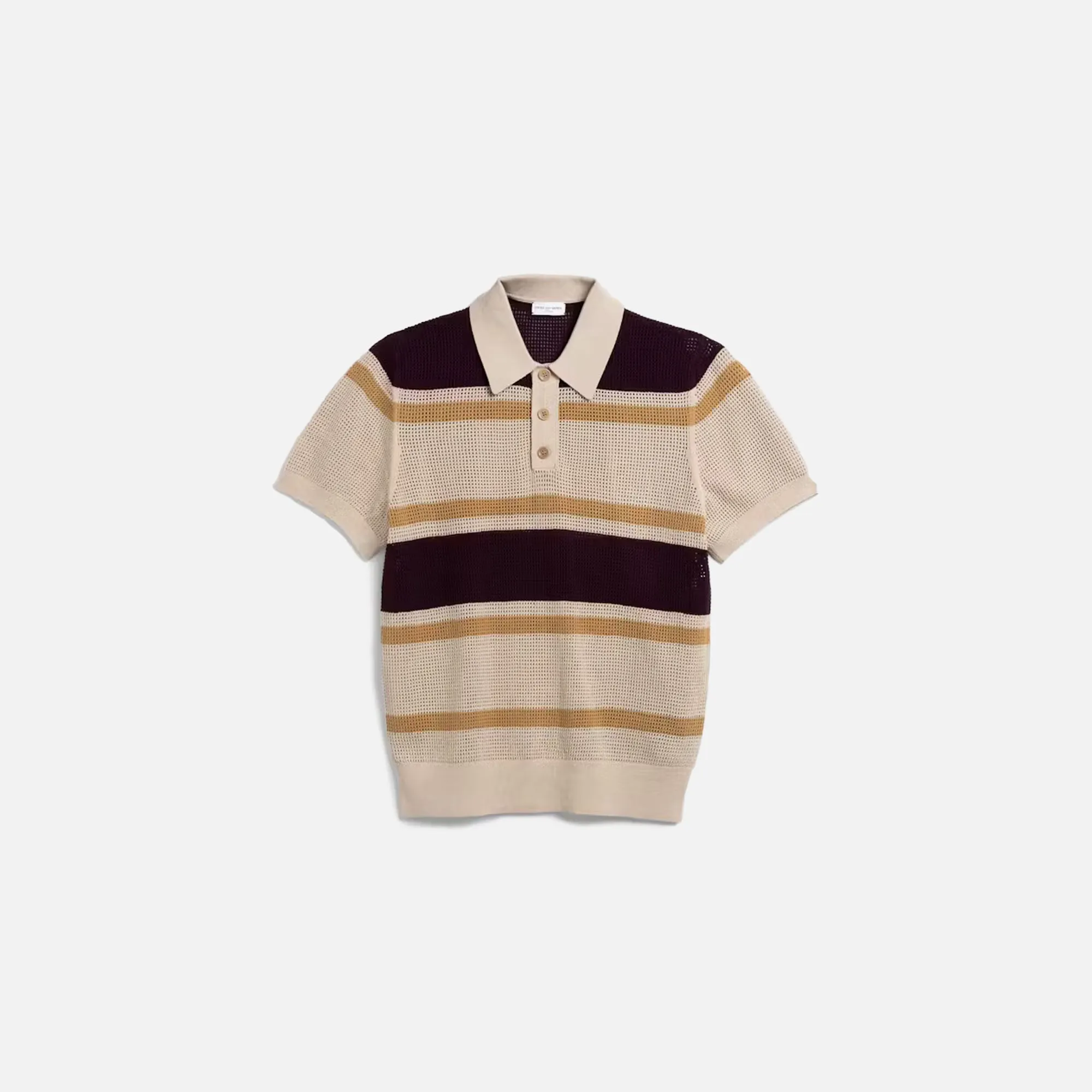 Dries Van Noten Mindo Stripe Polo - Beige / Brown Stripe sold by Kith