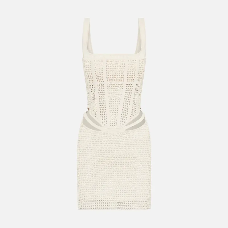 Dion Lee Crochet Suspend Corset Mini Dress - Ecru sold by Kith