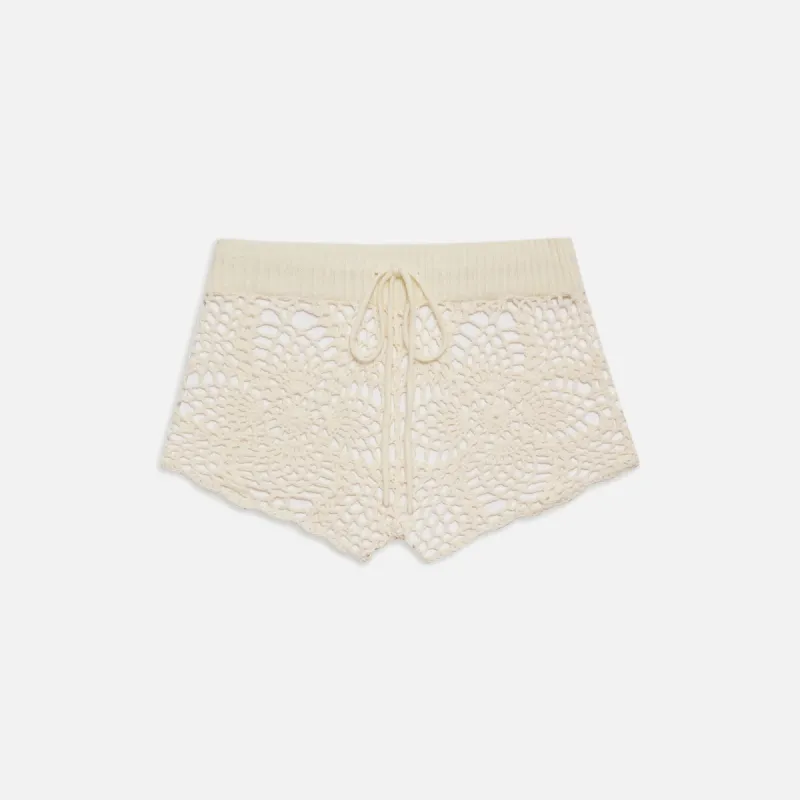 Frankies Bikinis Lyla Crochet Short - White sold by Kith