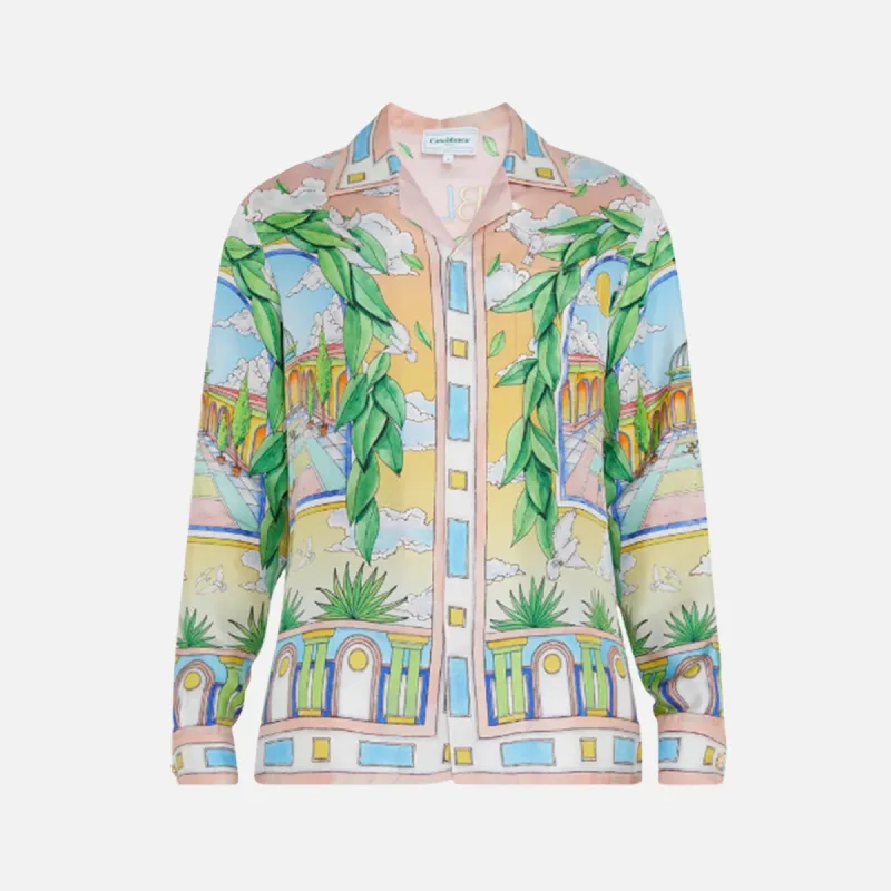 Casablanca Cuban Collar Long S Shirt - Paysage Ideal sold by Kith