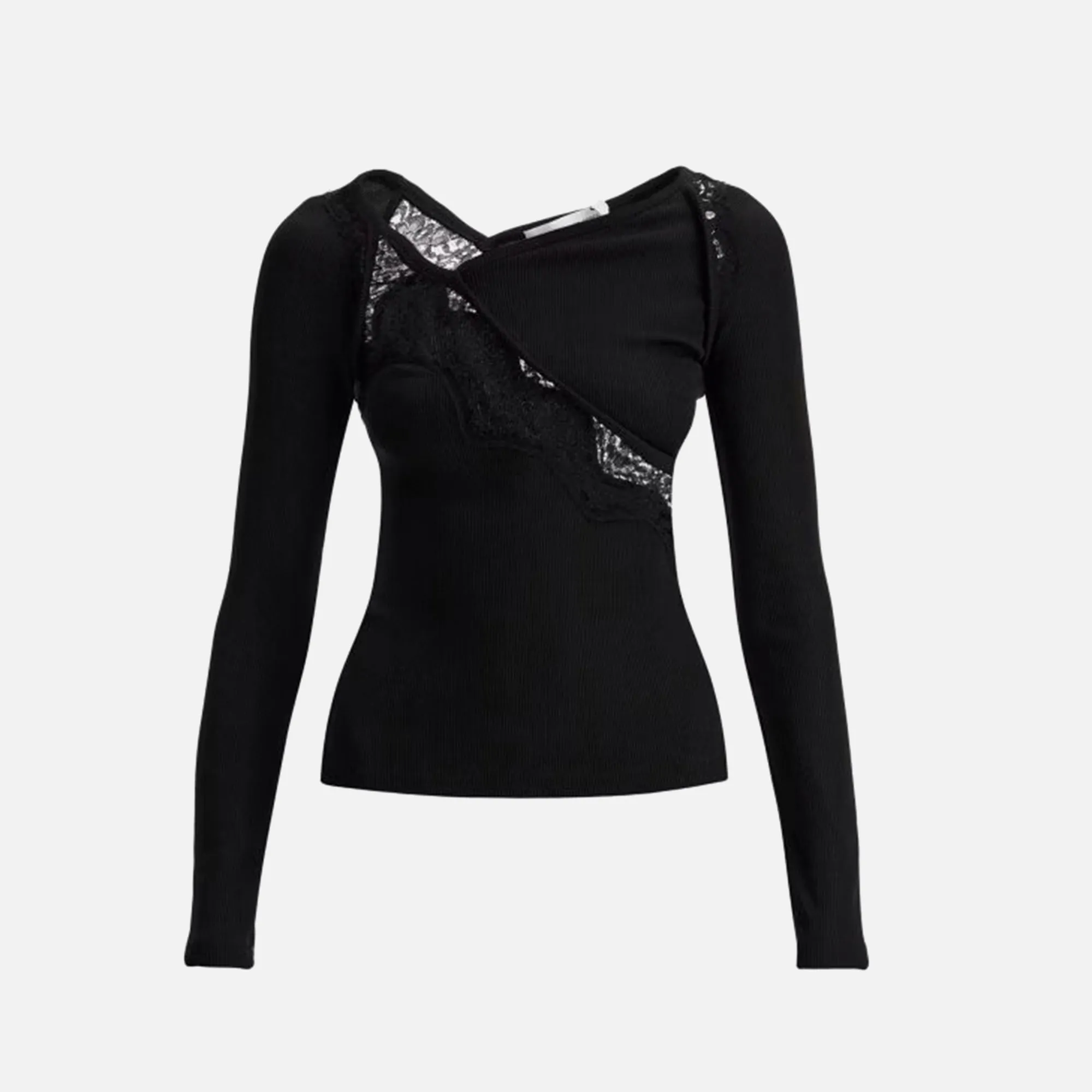 Christopher Esber Lace Insert Long Sleeve Top - Black sold by Kith