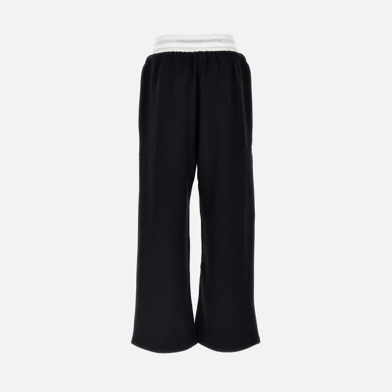 TbyAlexanderWang Wide Leg Sweatpant with Pre-Styled Logo Brief Waistband - Faded Black sold by Kith