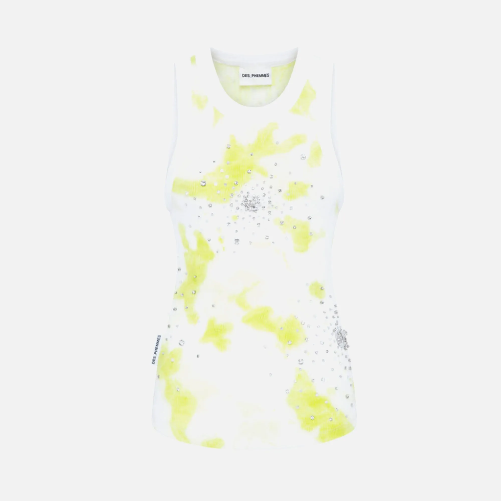 Des Phemmes Tie Dye Splash Embroidery Tank Top - Lime sold by Kith