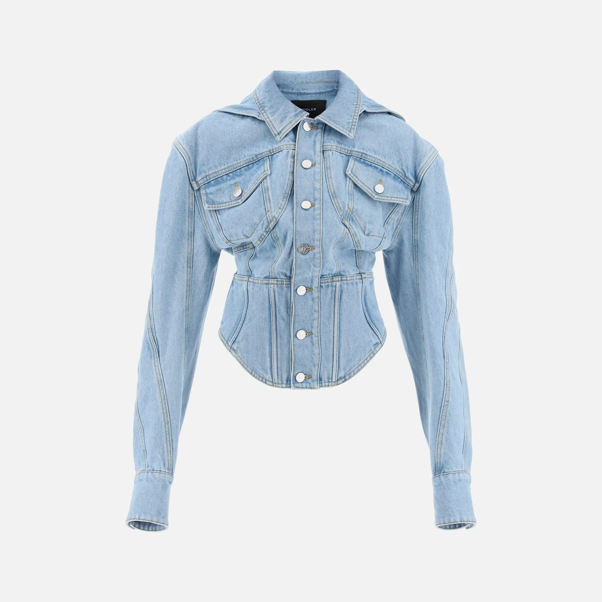 Mugler Denim Corset Jacket - Light Blue sold by Kith