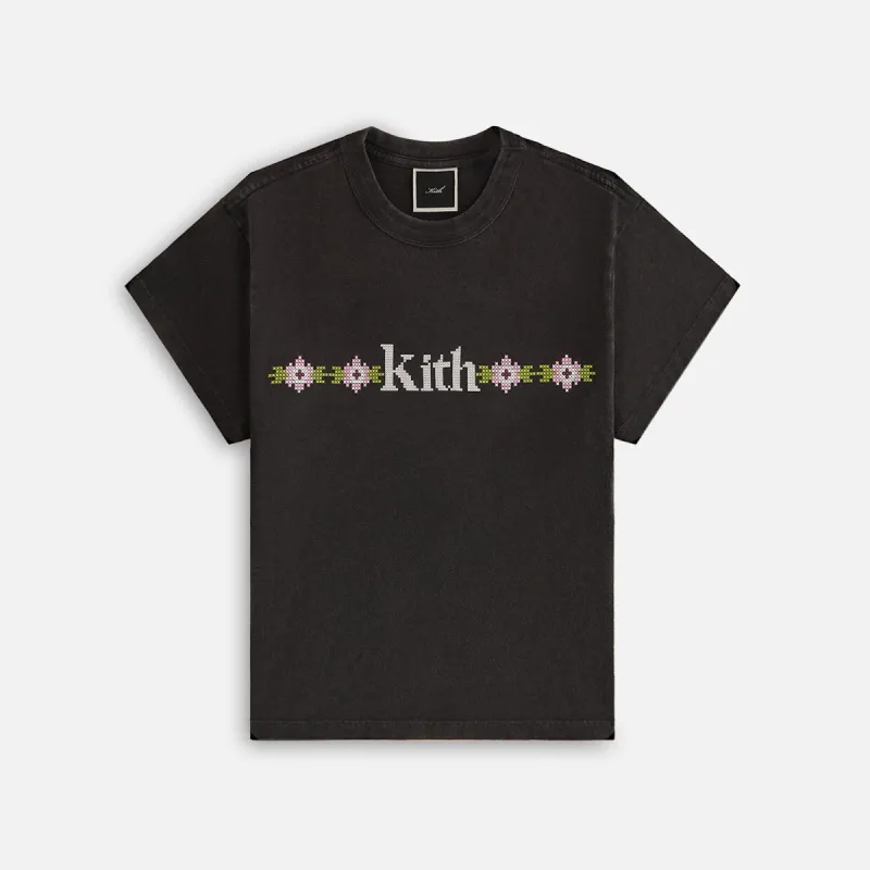 Kith Women Mulberry Needlepoint Vintage Tee - Black sold by Kith