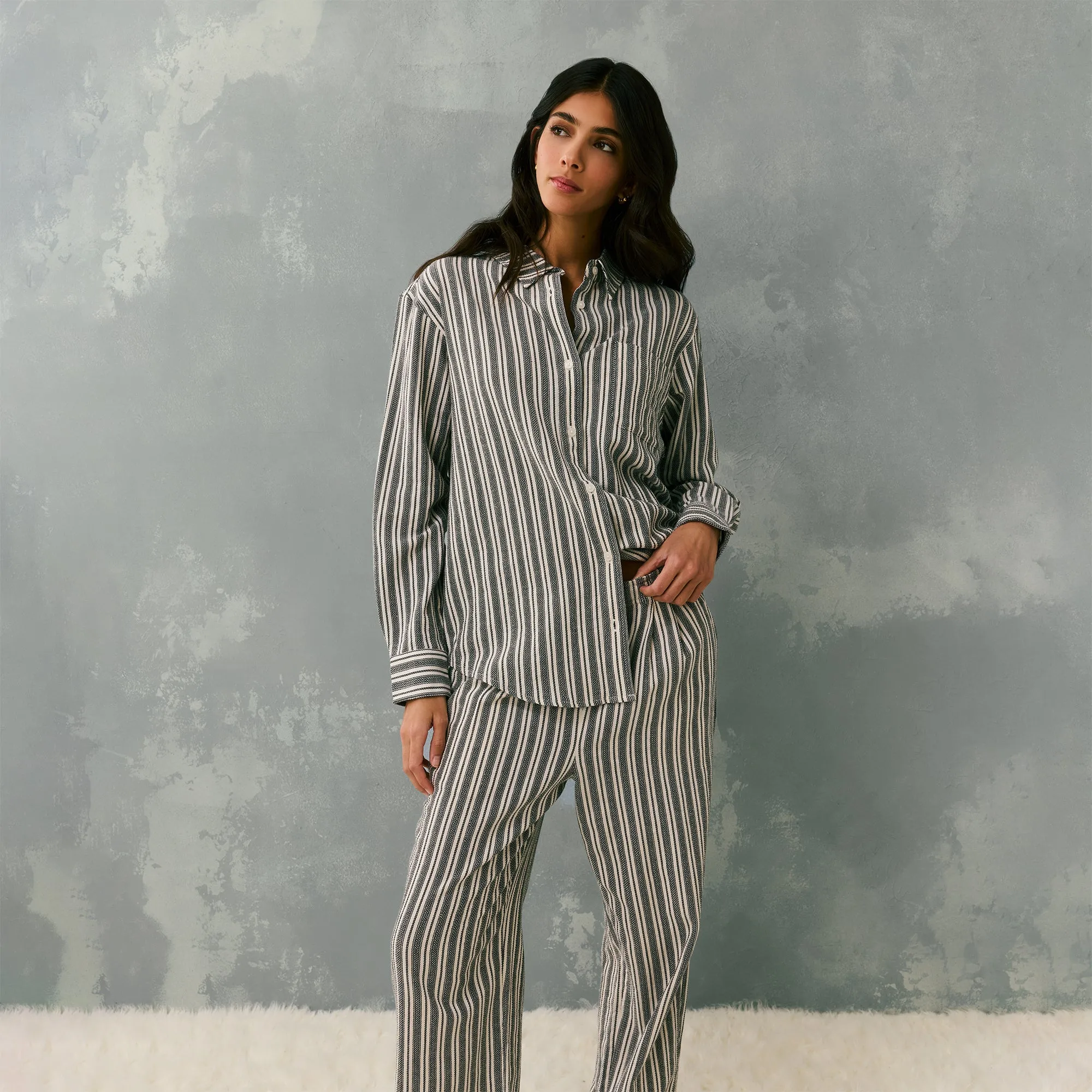 Kith Women Ora II Dobby Stripe Shirt - Black sold by Kith product image thumbnail 2