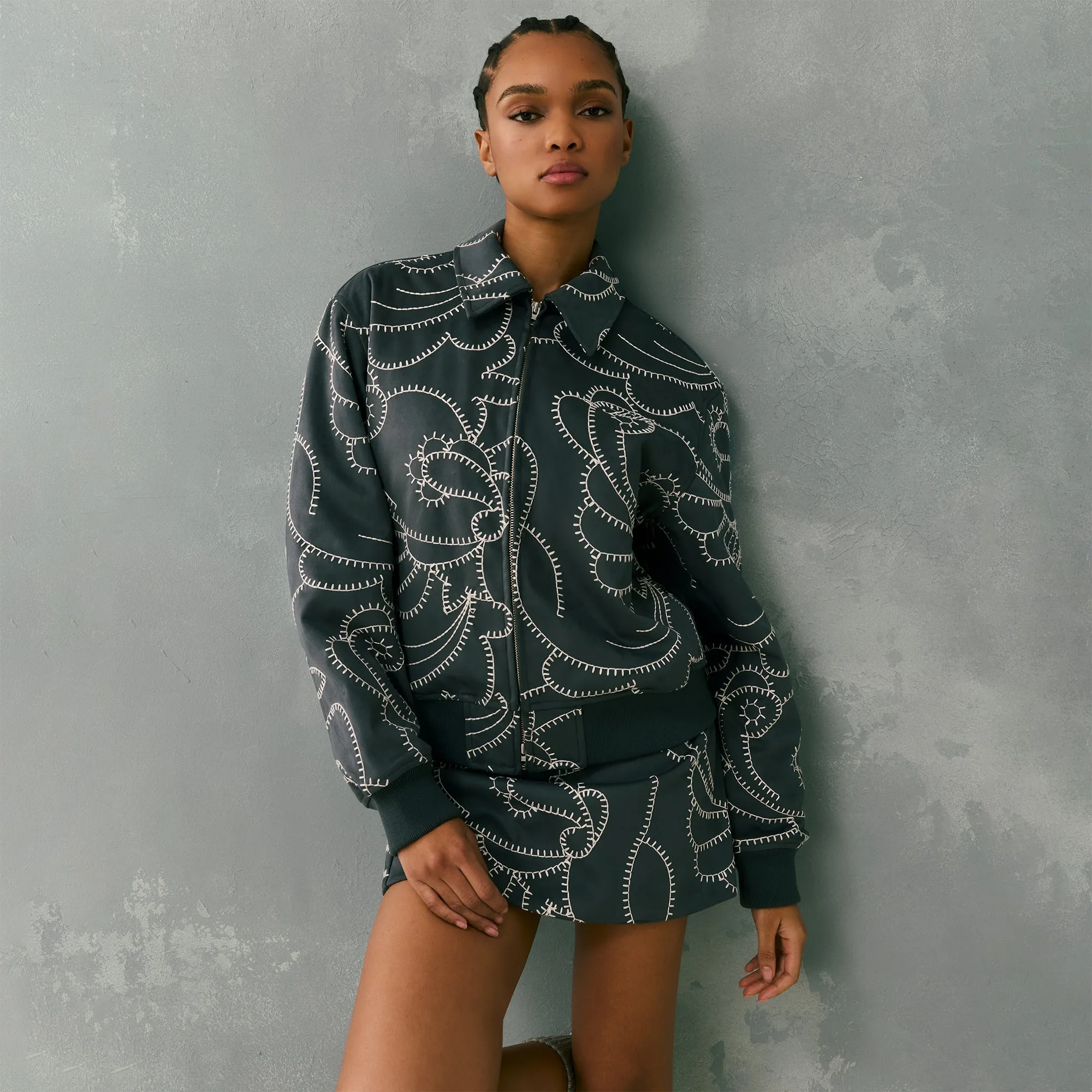 Kith Women Ashtyn Blanket Stitch Mini Skirt - Asteroid sold by Kith product image thumbnail 2