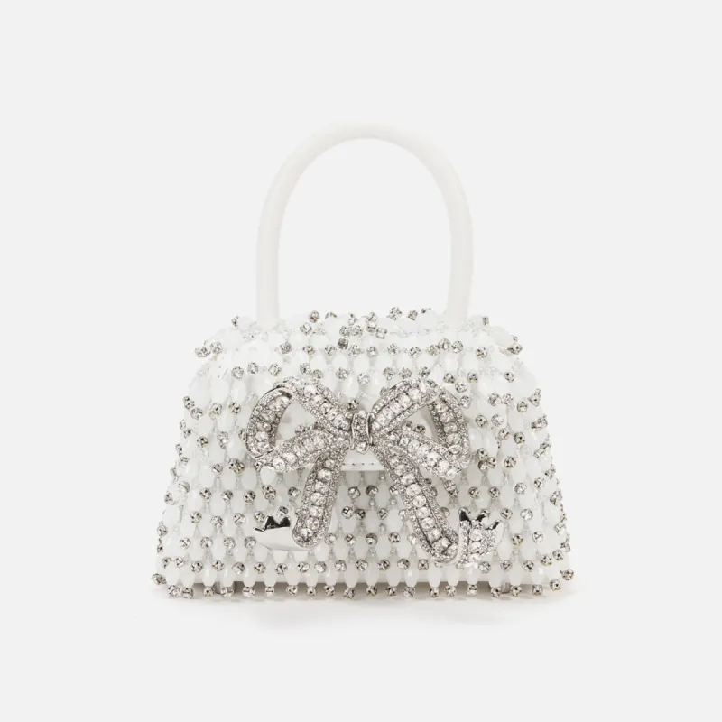 Self-Portrait Embellished Micro Bow Bag - White sold by Kith