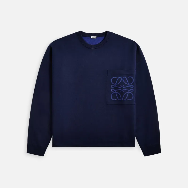 Loewe Anagram Pocket Sweater - Navy Blue sold by Kith