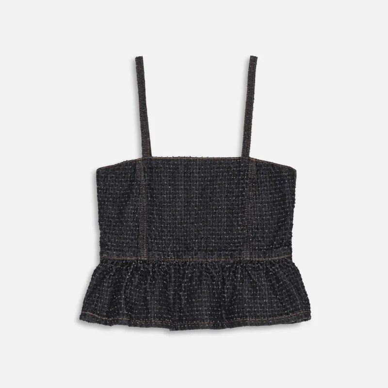 Ganni Fluffy Denim Strap top - Black sold by Kith