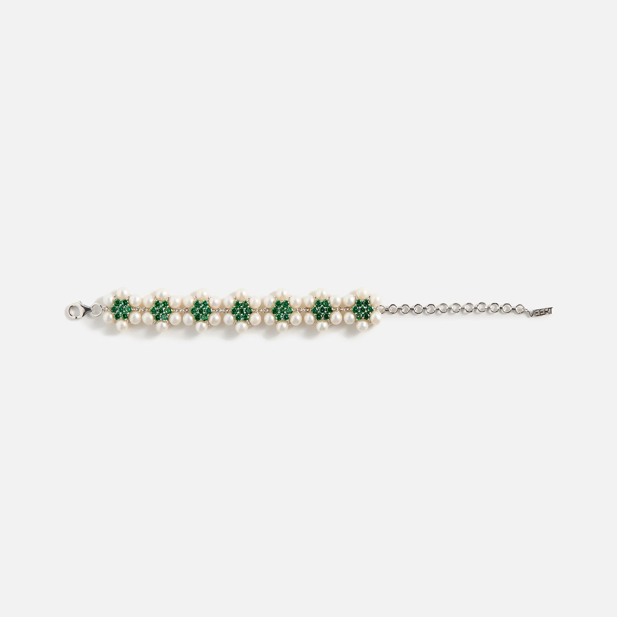 VEERT The 42 Pearl Green Flower Bracelet - White Gold sold by Kith
