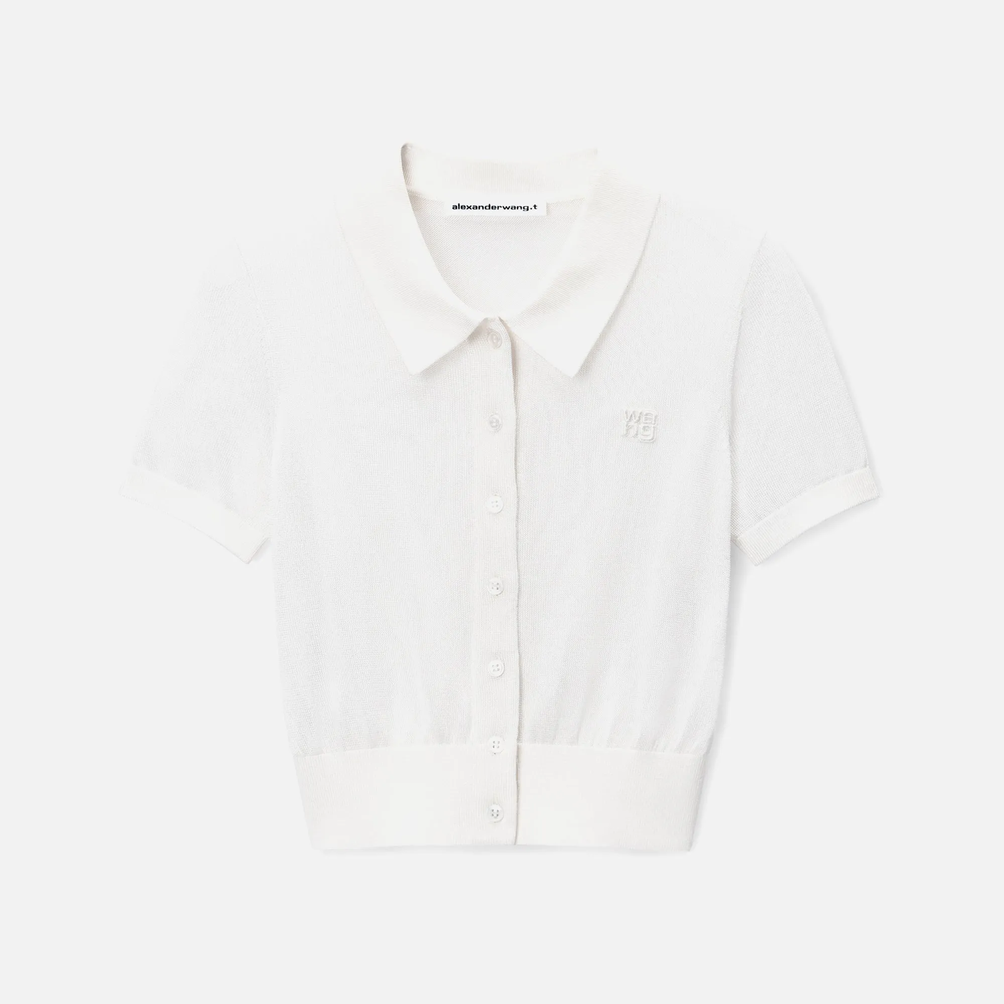 T by Alexander Wang Short Sleeve Polo Cardigan - Soft White sold by Kith