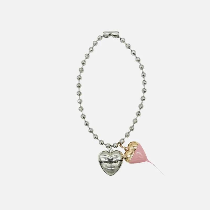 Ottolinger Otto Heart Necklace - Silver / Pink sold by Kith