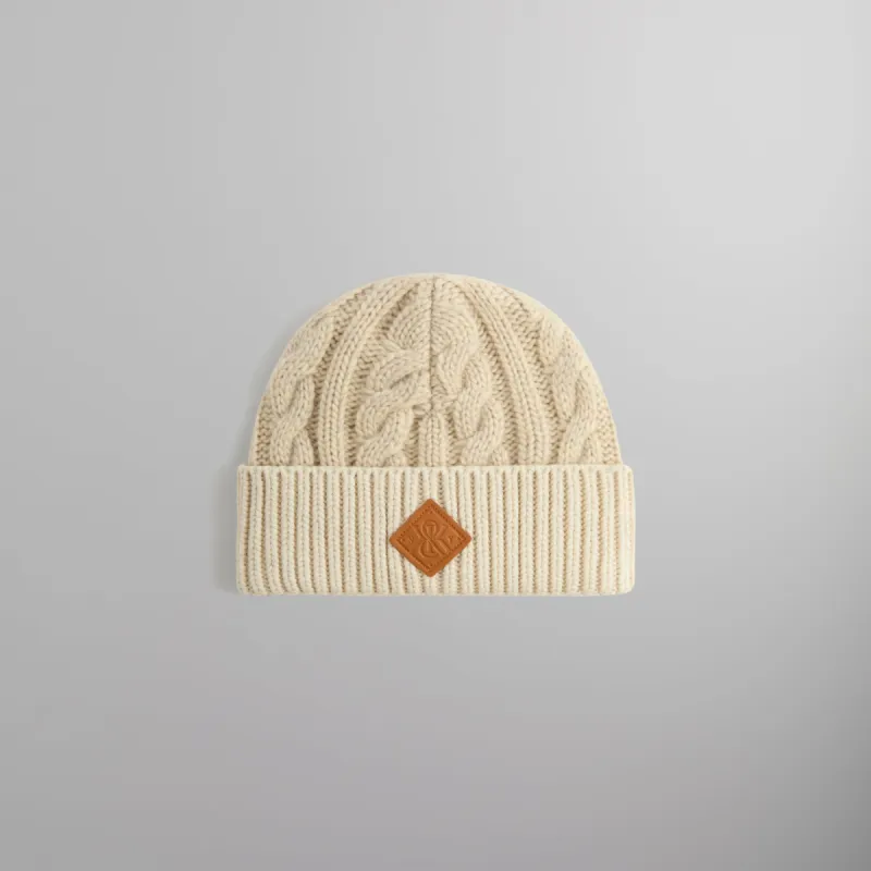Kith Leather Crest Mia Beanie - Heather Oatmeal sold by Kith