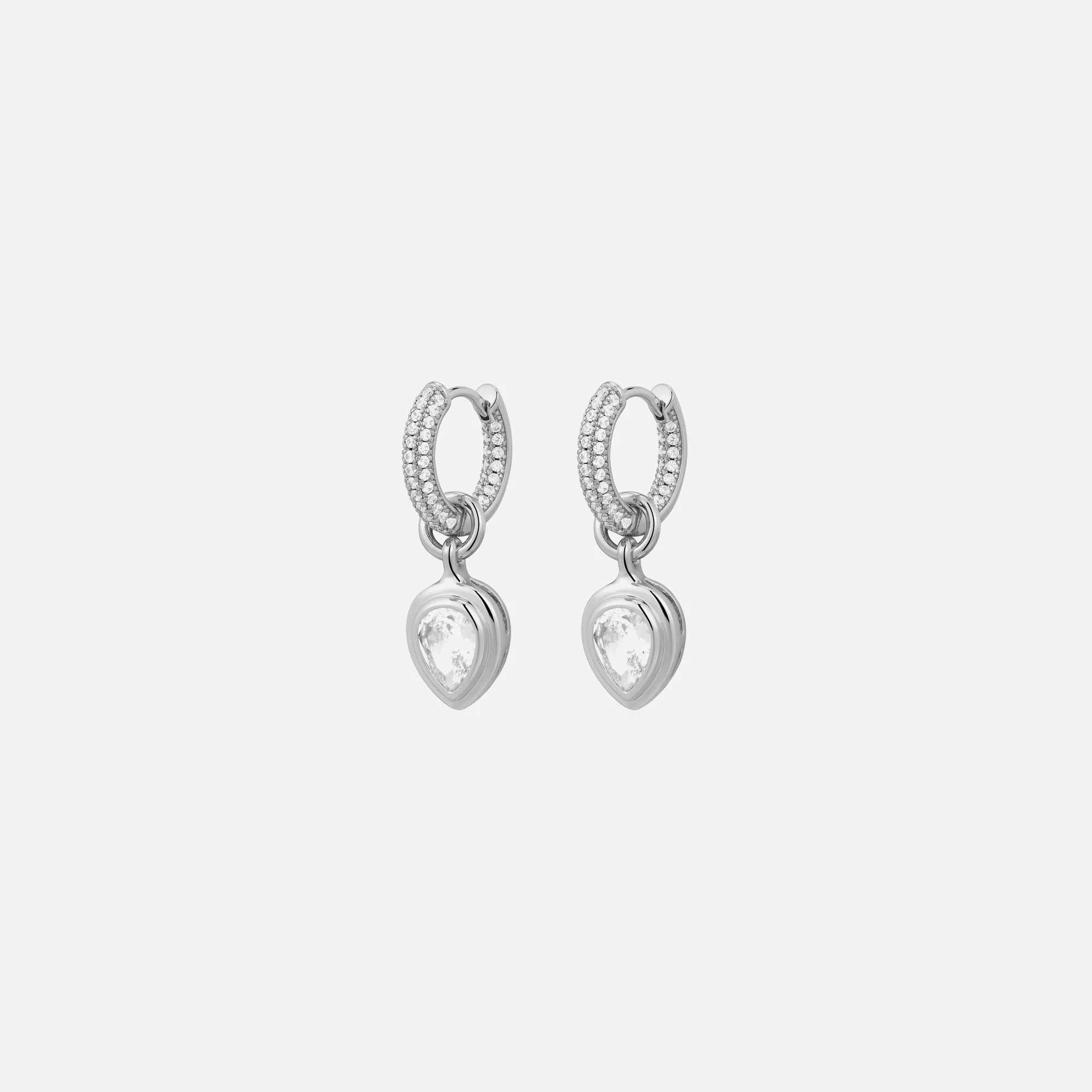 Luv AJ The Pear Double Bezel Charm Huggies - Silver sold by Kith