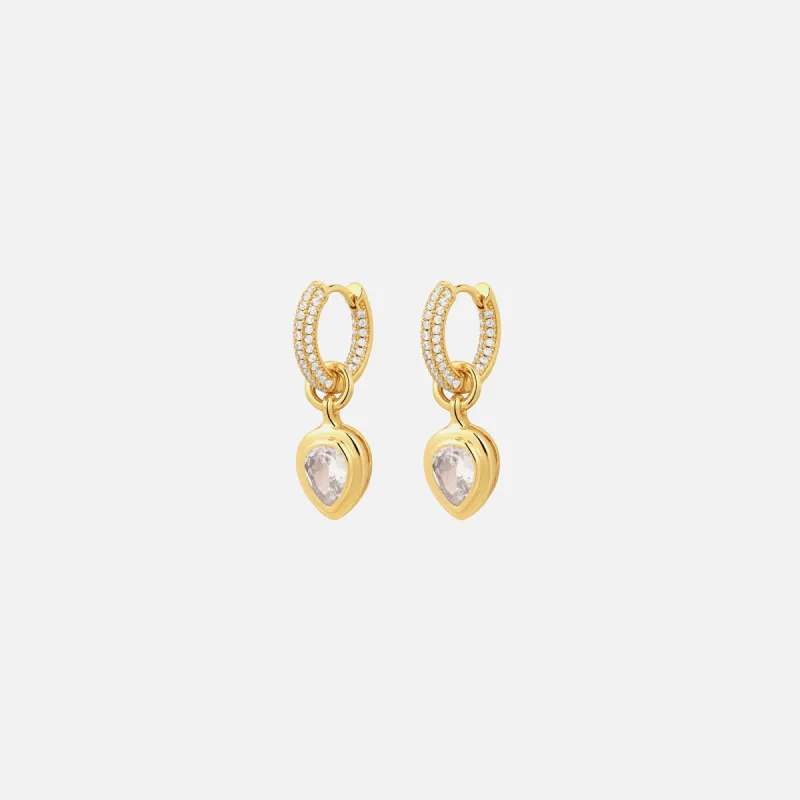 Luv AJ The Pear Double Bezel Charm Huggies - Gold sold by Kith
