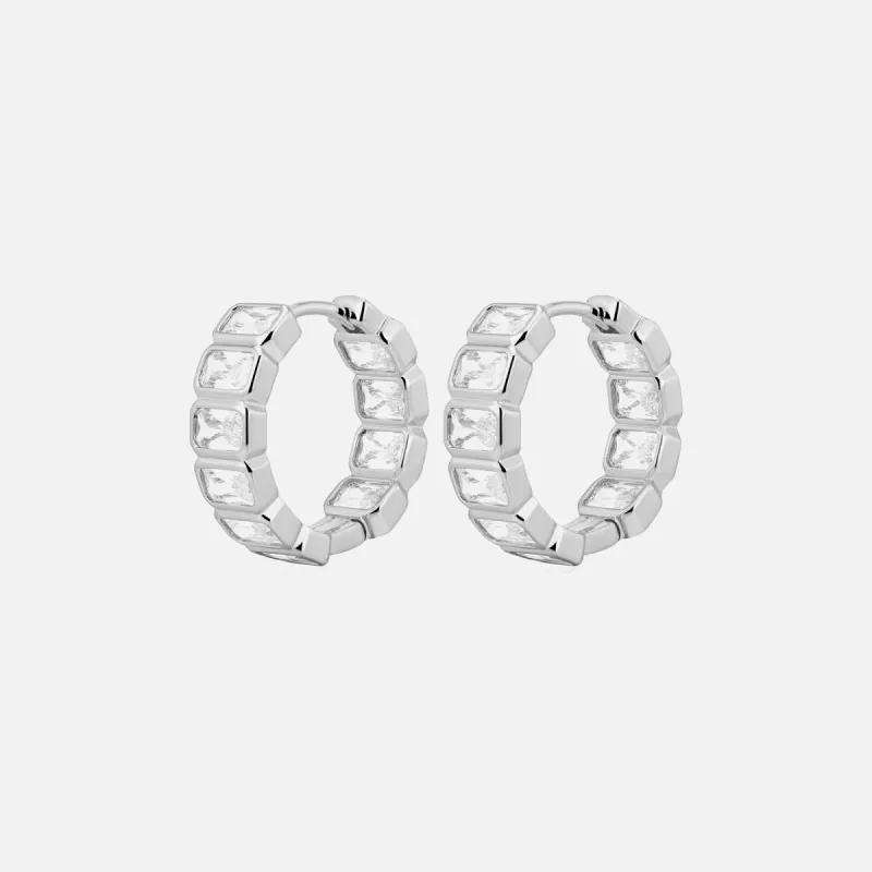 Luv AJ The Bianca Bezel Hoops - Silver sold by Kith