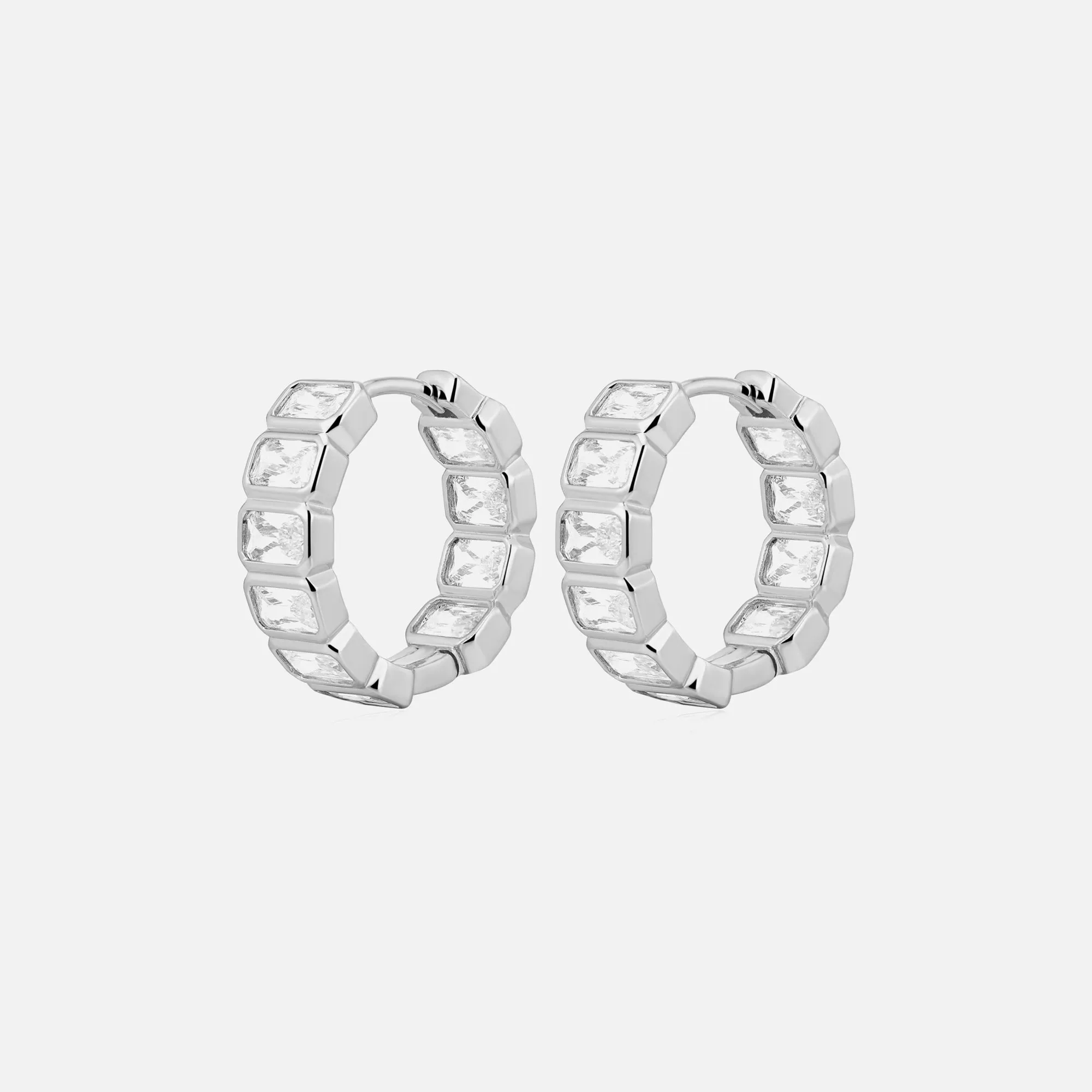 Luv AJ The Bianca Bezel Hoops - Silver sold by Kith