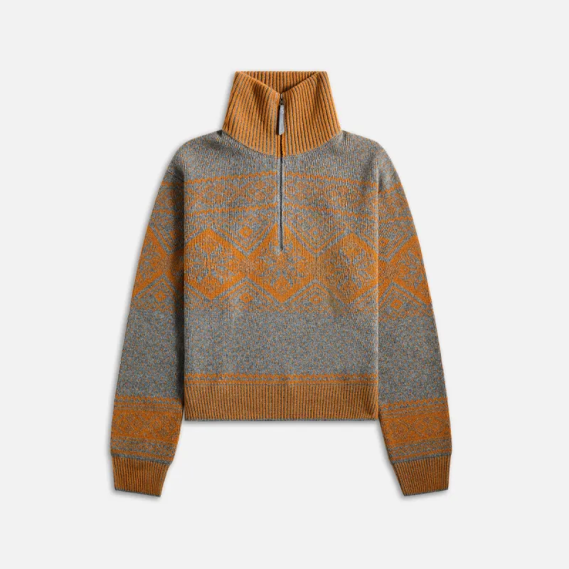 Loewe Zip-Up Sweater - Grey / Orange sold by Kith
