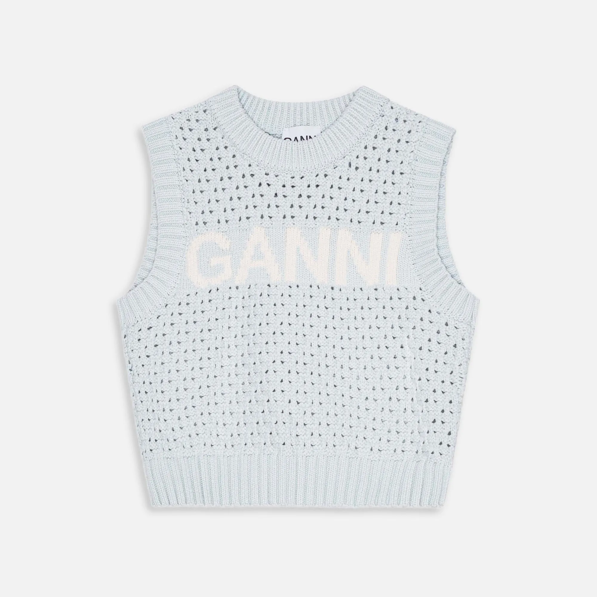 Ganni Textured Pointelle Vest - Illusion Blue sold by Kith