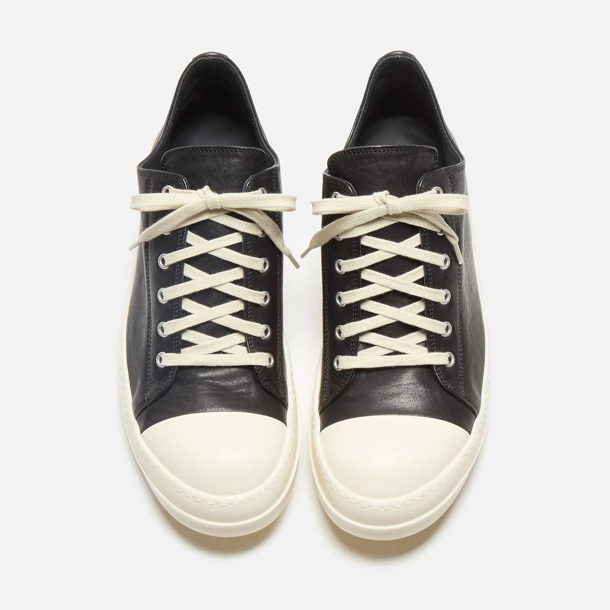 Rick Owens Low Sneakers Scarpe In Pelle - Black / Milk / Milk sold by Kith product image thumbnail 5