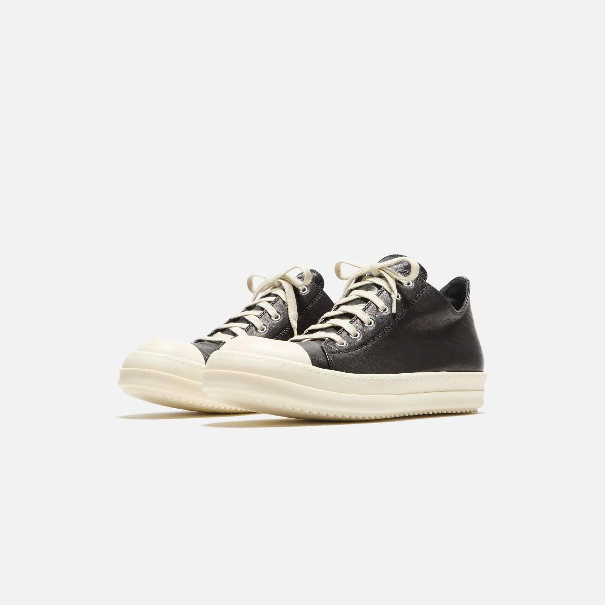 Rick Owens Low Sneakers Scarpe In Pelle - Black / Milk / Milk sold by Kith product image thumbnail 2