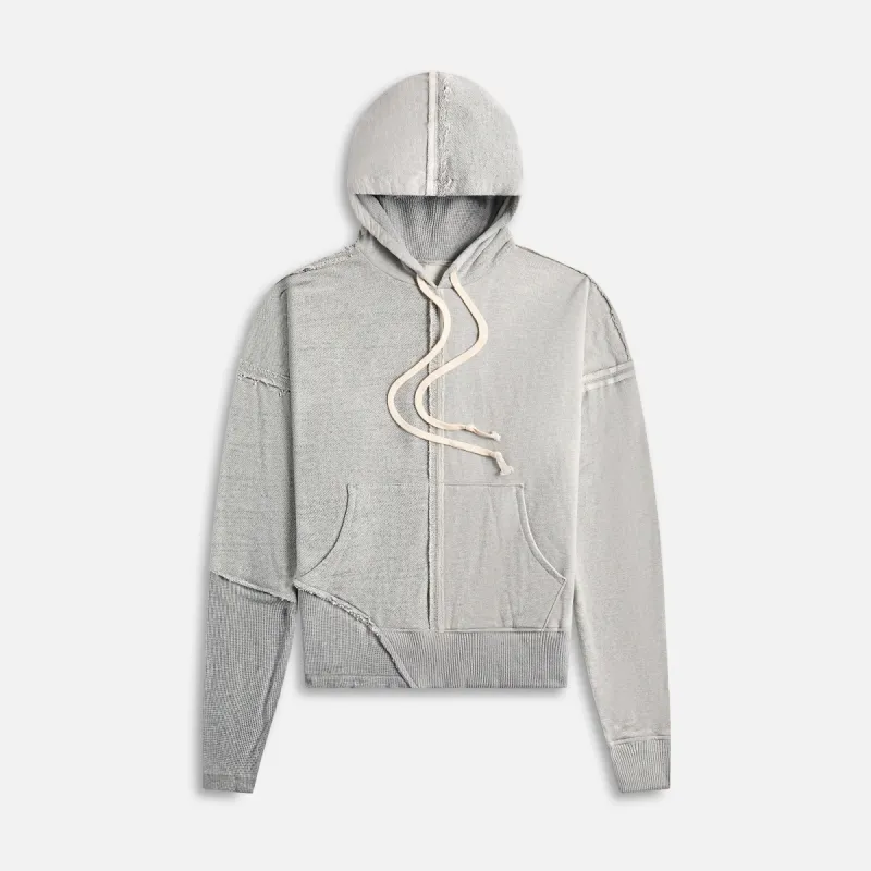Greg Lauren Mixed Heather Ribbed Hoodie - Grey sold by Kith