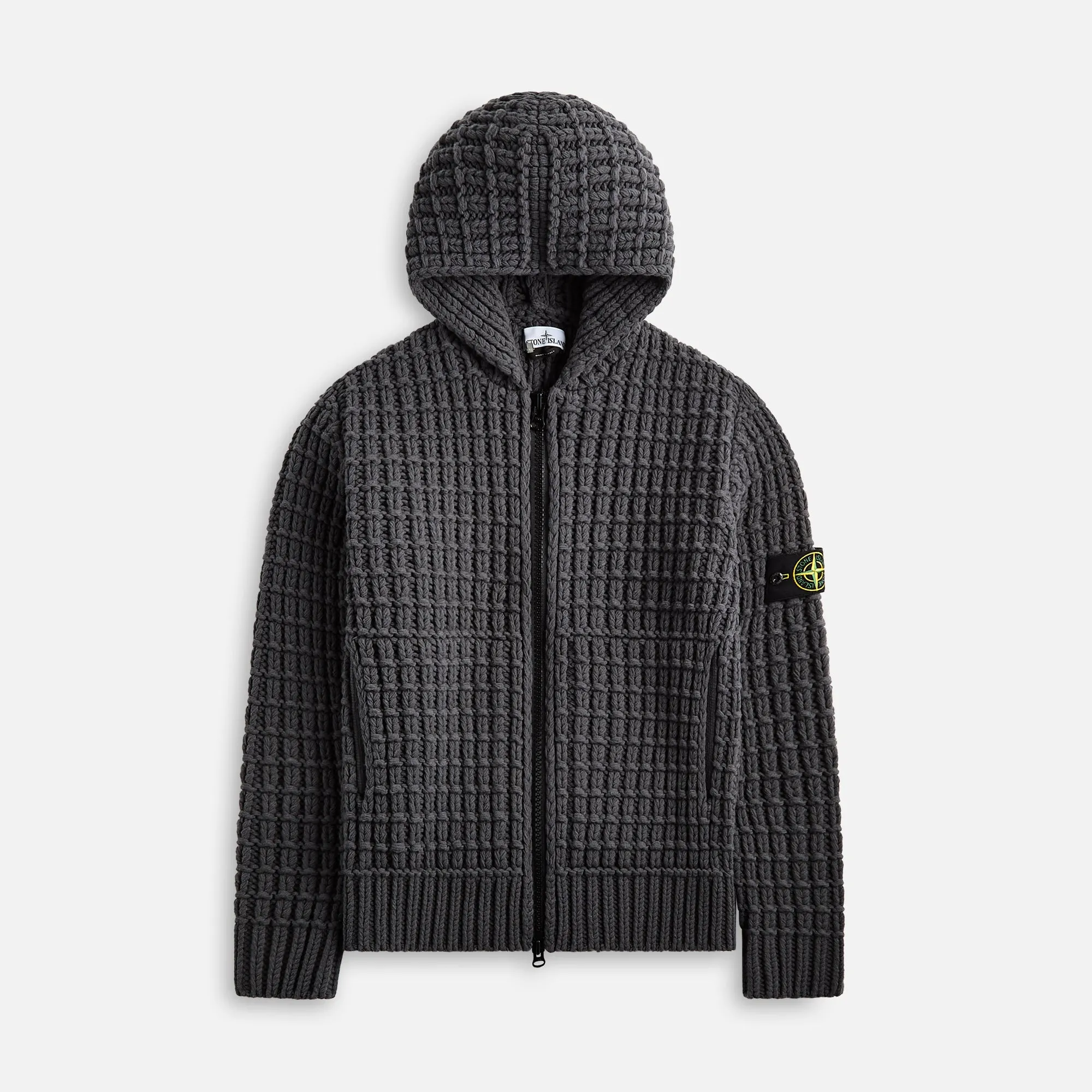 Stone Island Zip Knit Hoodie - Lead Grey sold by Kith