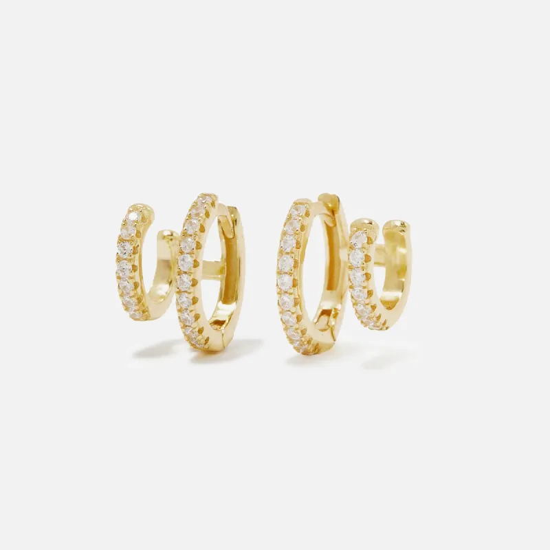 SHASHI Katerina Double Earrings - Gold sold by Kith